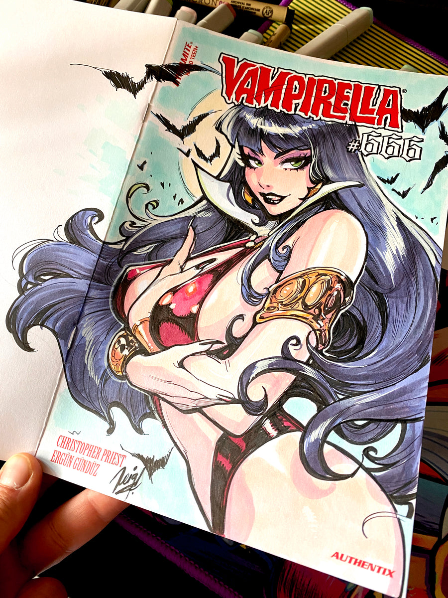 Vampirella #666 Original Art ink + Colors on Blank Cover
