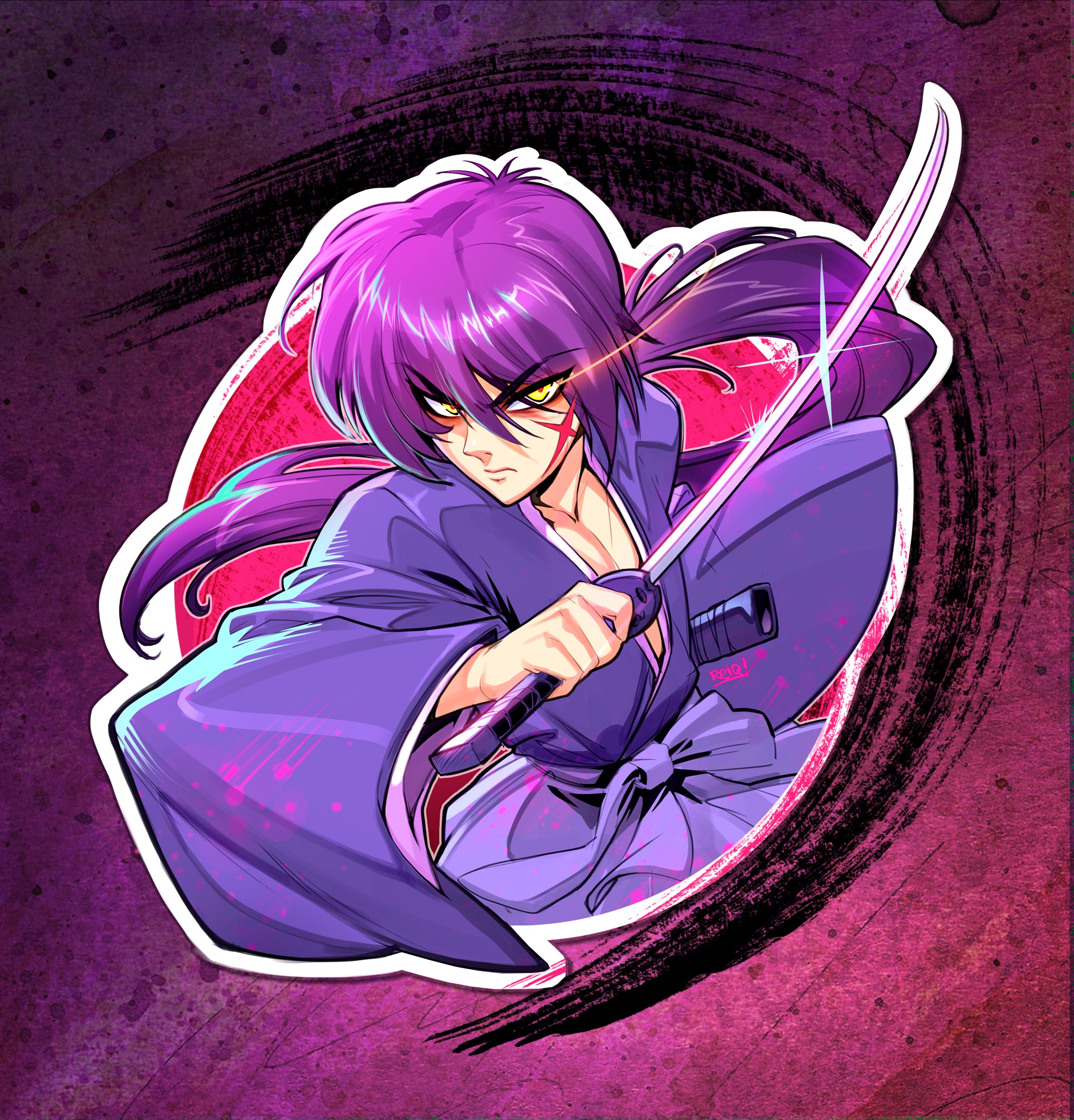 Himura kenshin - Kenshin manga Sticker by ArtSellerWorker