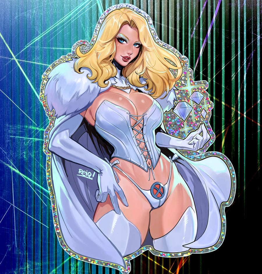 X-Men Emma Frost Glitter Sticker REMASTERED