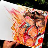 ORIGINAL Mai Shiranui SF6 Traditional Ink + Markers on Black Cover.