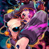 Juri Pajama Clear Sticker Pink / Orange