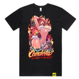 Candela "Too Hot to Handle" T-shirt.