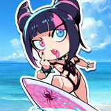 Chibi Surfing Juri Vinyl Sticker