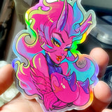 HOLOGRAPHIC 80's Retro Succubus Limited Sticker 100 PCS