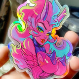 HOLOGRAPHIC 80's Retro Succubus Limited Sticker 100 PCS