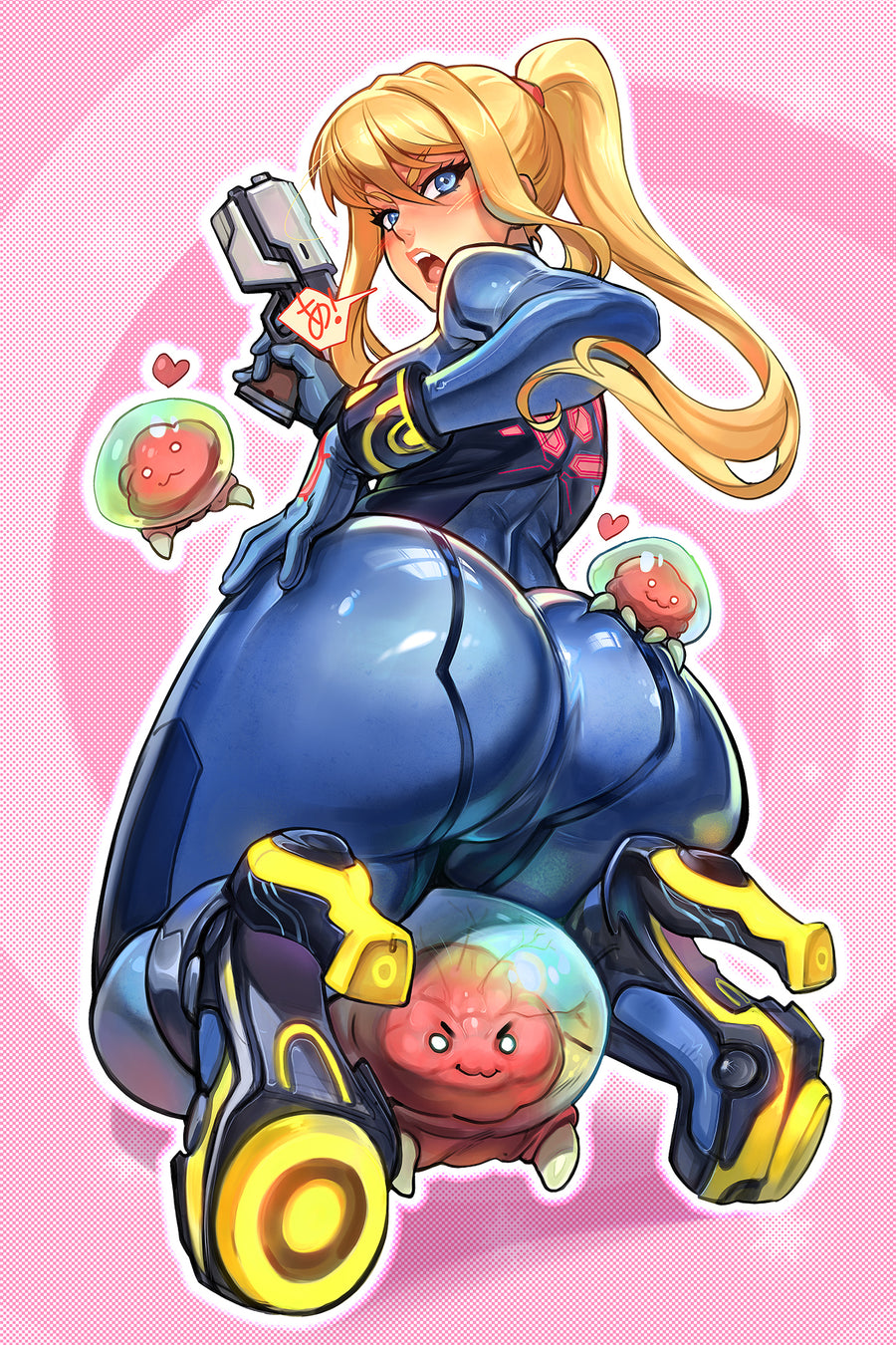 Samus Aran Chibi Metroid Attack! Art Print